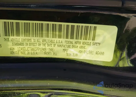 2019 Dodge Durango R/T Awd из США, поврежденный, VIN 1C4SDJCT0KC771245